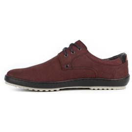 Kampol Chaussures casual cuir homme 24KAM bordeaux rouge 1