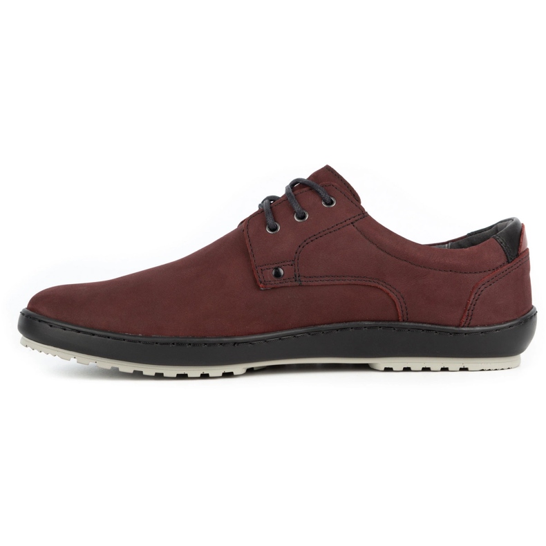 Kampol Chaussures casual cuir homme 24KAM bordeaux rouge 1