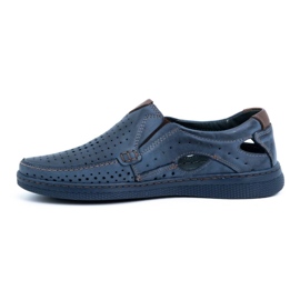Olivier Chaussures homme mocassins cuir 937MP bleu marine 1