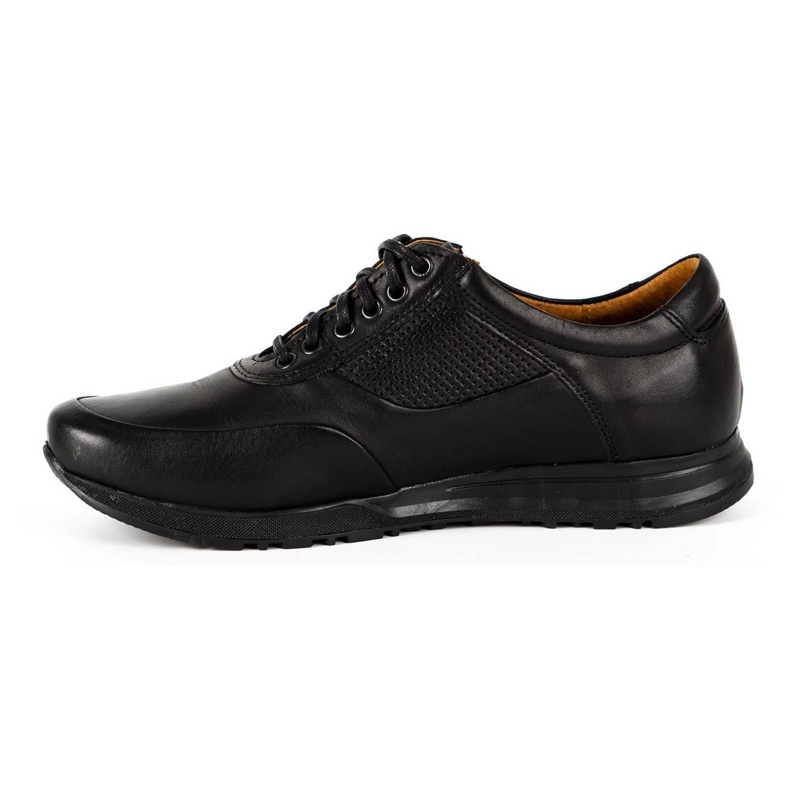 Olivier Chaussures décontractées en cuir pour hommes 902KNT grain noir avec du noir le noir 1