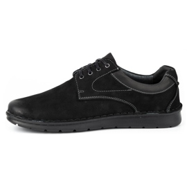 Kampol Chaussures homme cuir casual 13/3 nubuck noir 1