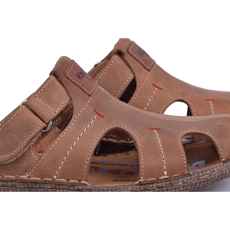 Kampol Chaussons cuir homme 217/22KAM marron brun 1