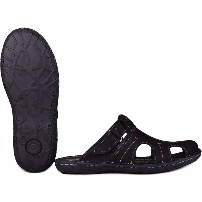 Kampol Chaussons cuir homme 217/22KAM noir le noir 2
