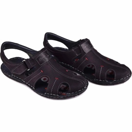 Kampol Sandales cuir homme 218/61KAM noir le noir 1