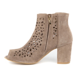 Exquisite Boots femme cuir ajouré 1184 cappuccino beige 1