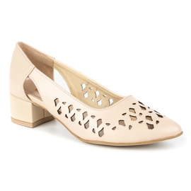 Olivier Escarpins cuir femme à talons 2272 beige 1