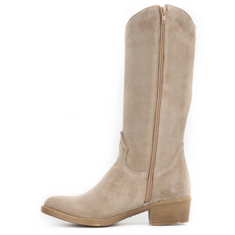 Olivier Boots cuir ajouré Carla beige femme 1
