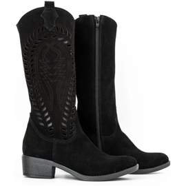 Olivier Bottines ajourées en cuir noir pour femme Carla le noir 2