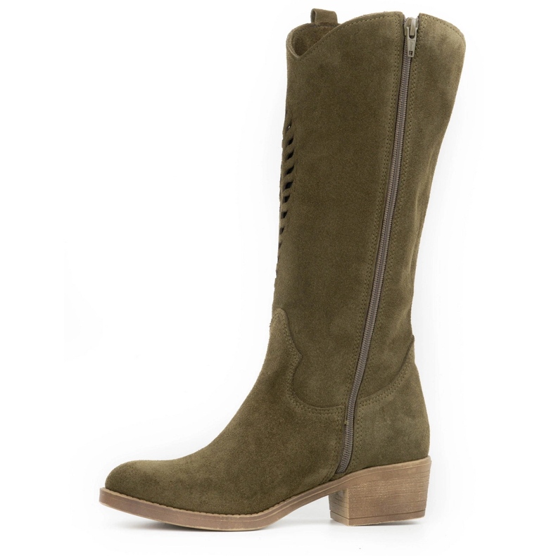 Olivier Boots cuir ajouré Carla vert femme 1