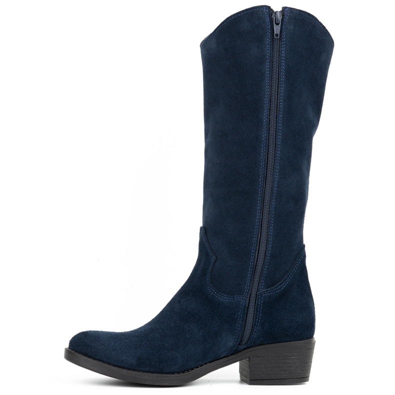 Olivier Boots cuir femme Julia bleu marine 1