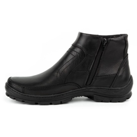 Olivier Bottes d'hiver en cuir pour hommes 354MP noir 1