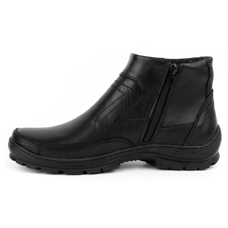 Olivier Bottes d'hiver en cuir pour hommes 354MP noir 1