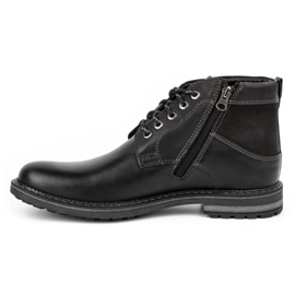 Kampol Bottes d'hiver en cuir pour hommes 152KAM noir 1