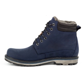 Kampol Bottes d'hiver en cuir pour hommes 128KAM bleu marine 1