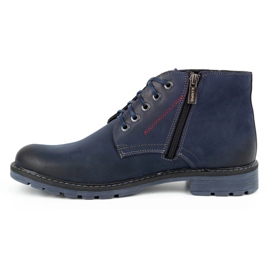 Kampol Bottes d'hiver en cuir pour hommes 103KAM bleu marine 1 Kampol Bottes d'hiver en cuir pour hommes 103KAM bleu marine 1
