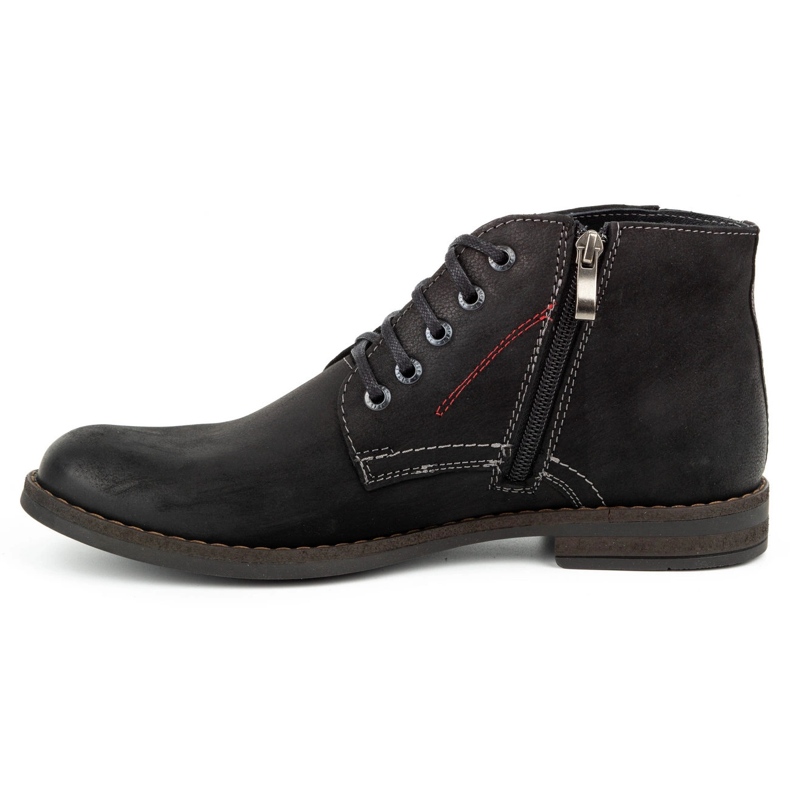 Kampol Bottes d'hiver en cuir pour hommes 103KAM noir 1