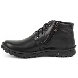 Kampol Bottes d'hiver en cuir à lacets 131KA noir 1