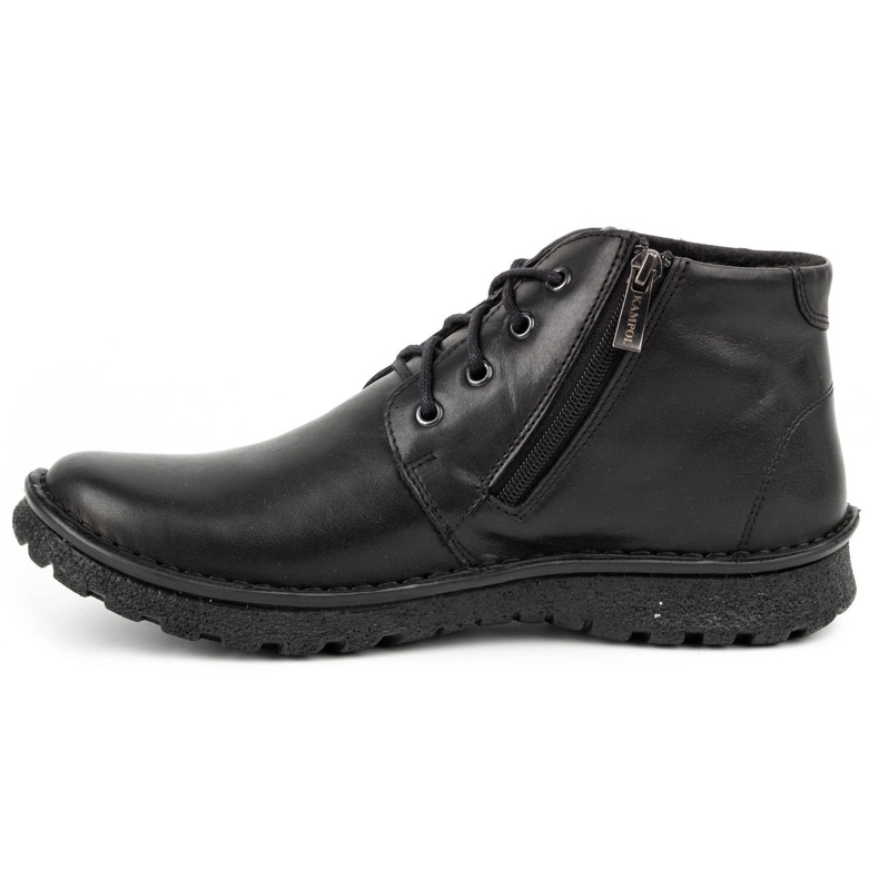 Kampol Bottes d'hiver en cuir à lacets 131KA noir le noir 1