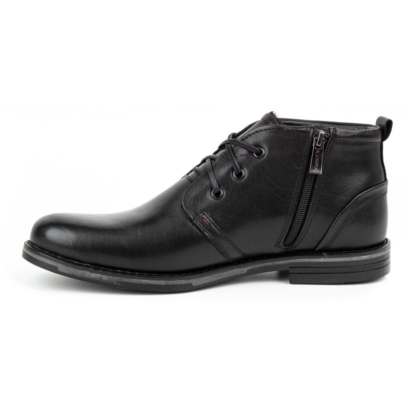 Kampol Chaussures d'hiver en cuir pour hommes 135KAM noir 1