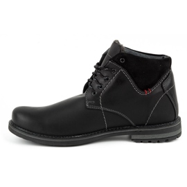 Olivier Bottes d'hiver en cuir pour hommes 124GT noir 1