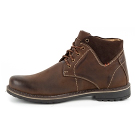 Olivier Bottes d'hiver en cuir pour hommes 124GT marron brun 1