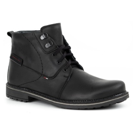 Olivier Bottes d'hiver en cuir pour hommes 151GT noir 1