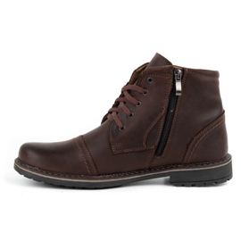 Olivier Bottes d'hiver en cuir pour hommes 132GT marron brun 1