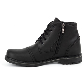 Olivier Bottes d'hiver en cuir pour hommes 132GT noir 1