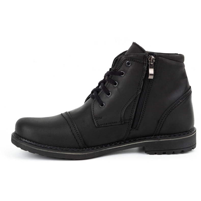 Olivier Bottes d'hiver en cuir pour hommes 132GT noir 1