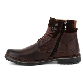 Olivier Bottes d'hiver en cuir pour hommes 135GT marron brun 1
