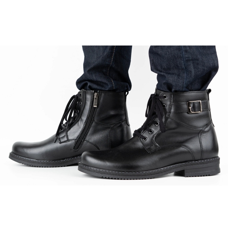 Olivier Bottes d'hiver pour hommes en cuir isolé 953MA noir 2