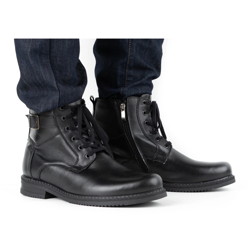 Olivier Bottes d'hiver pour hommes en cuir isolé 953MA noir 1