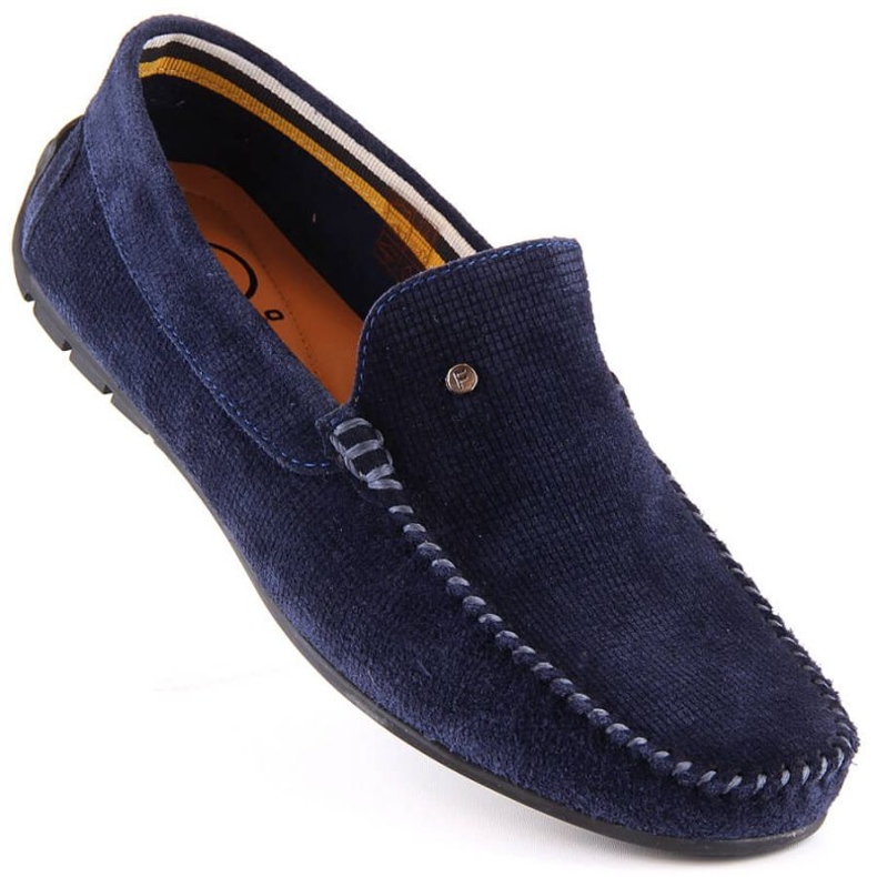Mocassins en cuir avec chaussures en daim Filippo M MP923 bleu 1