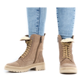 WASAK Bottes d'hiver à lacets en cuir pour femmes 0640 beige 1