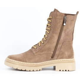 WASAK Bottes d'hiver à lacets en cuir pour femmes 0640 beige 2