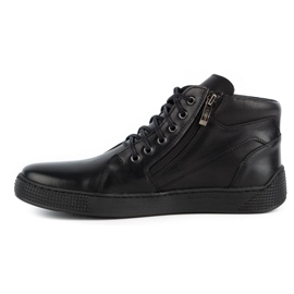 Kampol Baskets cuir homme 120SW noir le noir 1