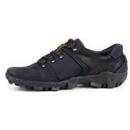 Olivier Chaussures trekking cuir homme 214GT bleu marine noir 1