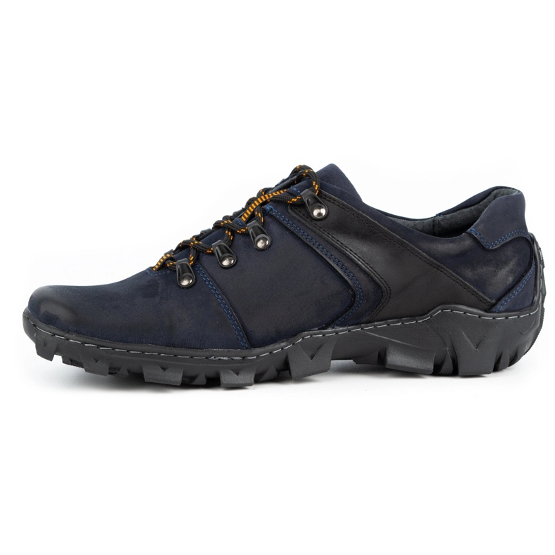 Olivier Chaussures trekking cuir homme 214GT bleu marine noir 1