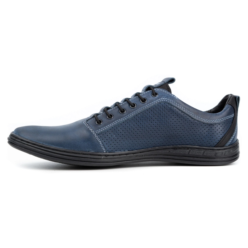 Polbut Chaussures décontractées en cuir pour hommes 2121p bleu marine 1