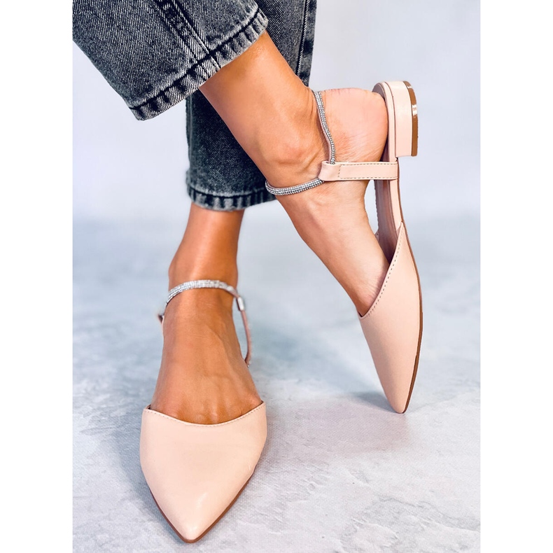 BM Durie Nude ballerines à talon ouvert beige 1