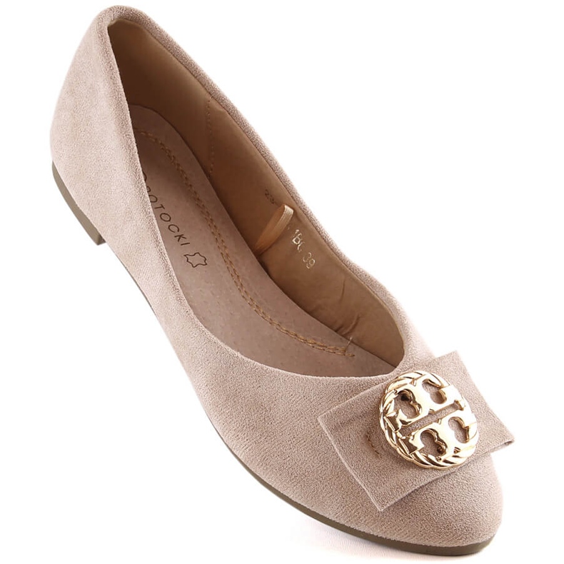 Ballerines petit talon daim beige femme Potocki BB23004 1