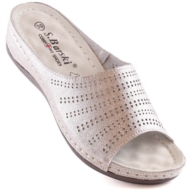 Chaussons en cuir confortables pour femmes sur le coin or rose S.Barski BN292 doré 1