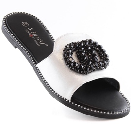 Chaussons plats confortables pour femmes avec zircons argent S.Barski Kv 520-30 1