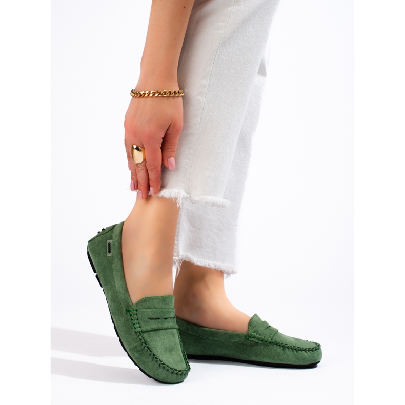 Mocassins en daim vert Shelovet femme 2
