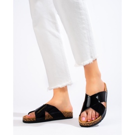 W. Potocki Sandales noires en liège pour femmes Shelovet 1