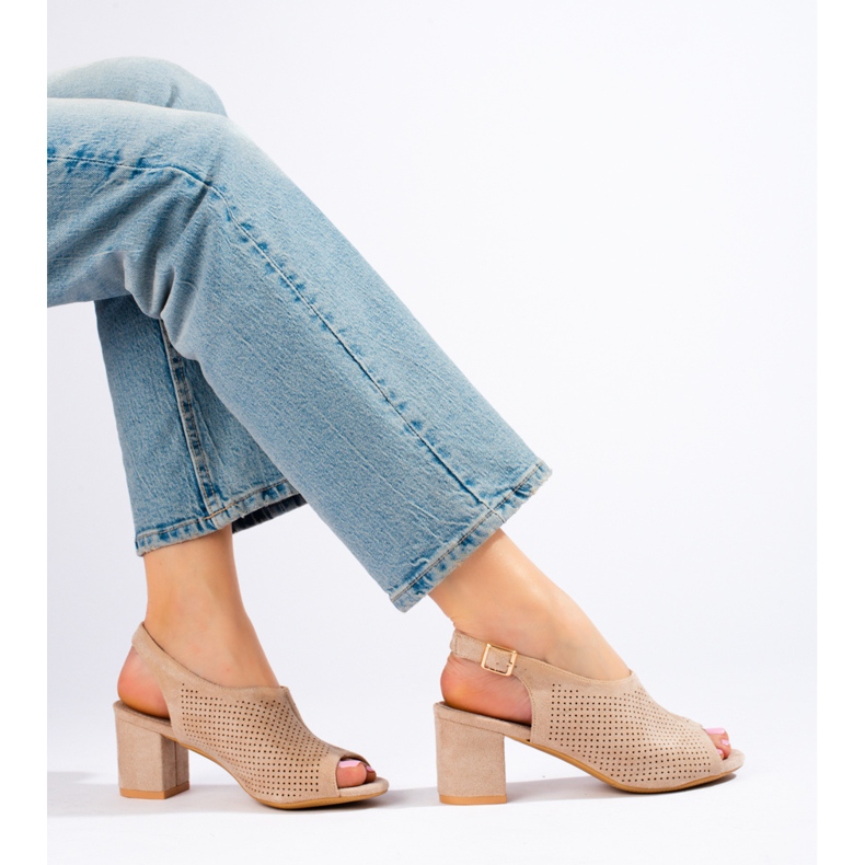 W. Potocki Sandales à talons hauts ajourées beiges Potocki 1