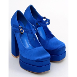 Escarpins à plateforme en satin bleu Prandi 1