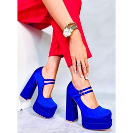 Escarpins à plateforme en satin bleu Prandi 3