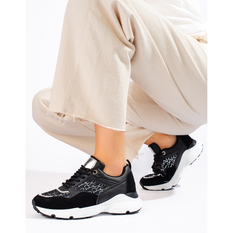 Baskets femme Shelovet semelles épaisses noires 1