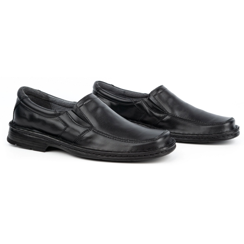WASAK Mocassins à enfiler en cuir pour hommes 0114W, noir le noir 2 WASAK Mocassins à enfiler en cuir pour hommes 0114W, noir le noir 2